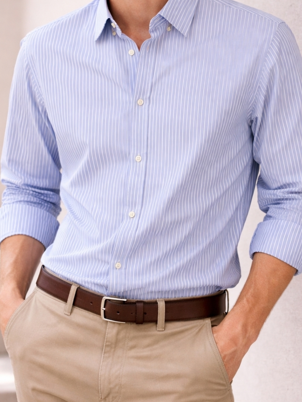 Chaps Blue Pinstripe Classic Dress Shirt #212
